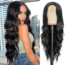 Long Wavy Curly Hair Wig – Natural Middle Part, 26+ Inc