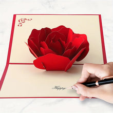 3D Pop-Up Red Rose Flower Greeting Card