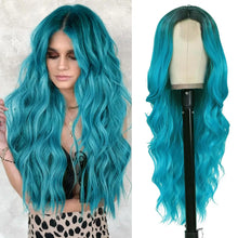 Long Wavy Curly Hair Wig – Natural Middle Part, 26+ Inc