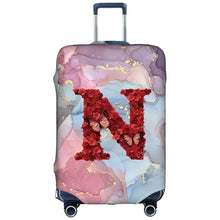 Watercolor Rose Initial Luggage Cover – Stretch Suitcase Protector Travel Cover S-XL 🌹🧳