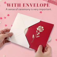 3D Pop-Up Red Rose Flower Greeting Card