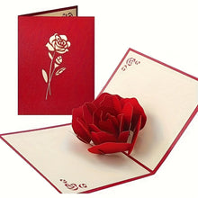 3D Pop-Up Red Rose Flower Greeting Card