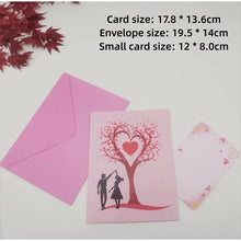 3D Pop-Up Love Tree Postcard – Dancing Under Heart-Shaped Romantic Greeting Card