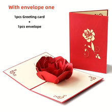3D Pop-Up Red Rose Flower Greeting Card