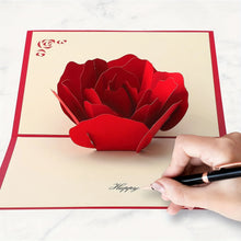 3D Pop-Up Red Rose Flower Greeting Card