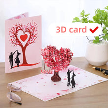 3D Pop-Up Love Tree Postcard – Dancing Under Heart-Shaped Romantic Greeting Card