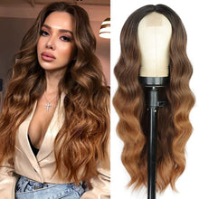 Long Wavy Curly Hair Wig – Natural Middle Part, 26+ Inc