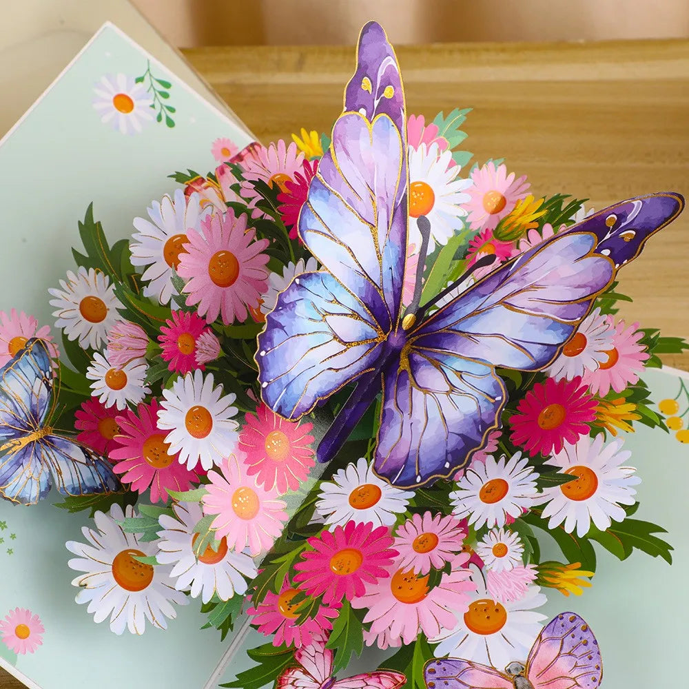 3D Butterfly Pop Up Greeting Card – Flowers, Valentine’s, Mom, Anniversary, Birthday