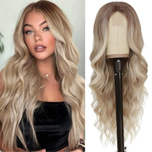 Long Wavy Curly Hair Wig – Natural Middle Part, 26+ Inc