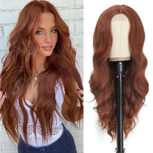 Long Wavy Curly Hair Wig – Natural Middle Part, 26+ Inc