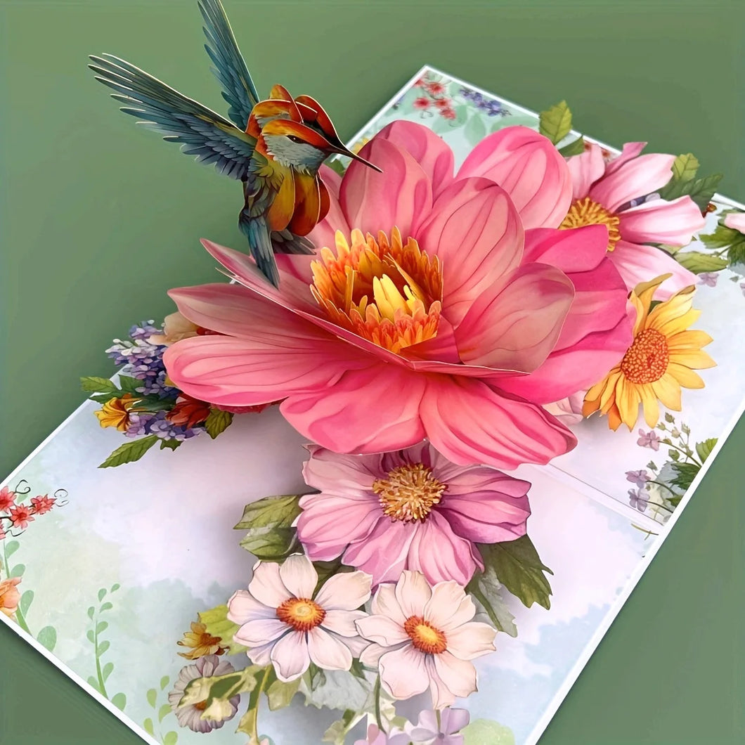 3D Pop Up Flower Bird Greeting Card, Mother's Day, Anniversary, Birthday