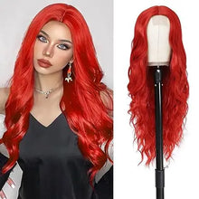Long Wavy Curly Hair Wig – Natural Middle Part, 26+ Inc