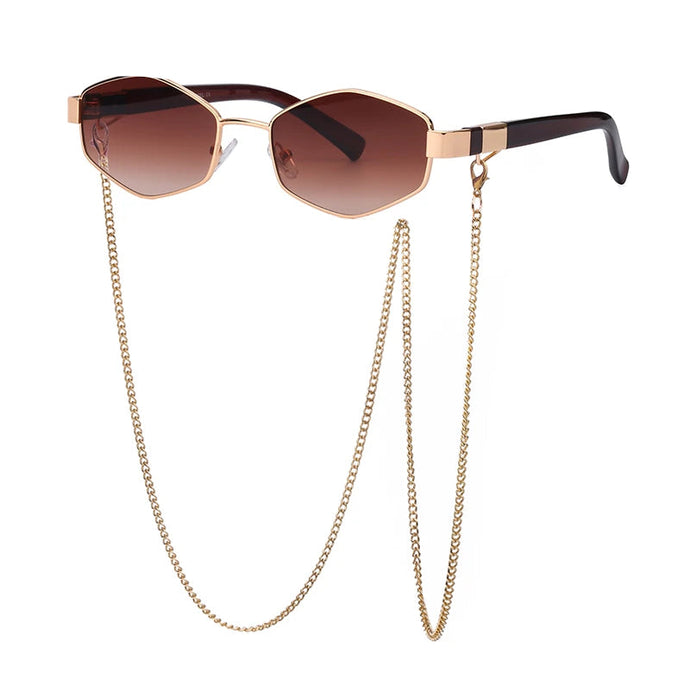 Luxury Designer Style Sunglasses with Chain - Ava