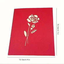 3D Pop-Up Red Rose Flower Greeting Card