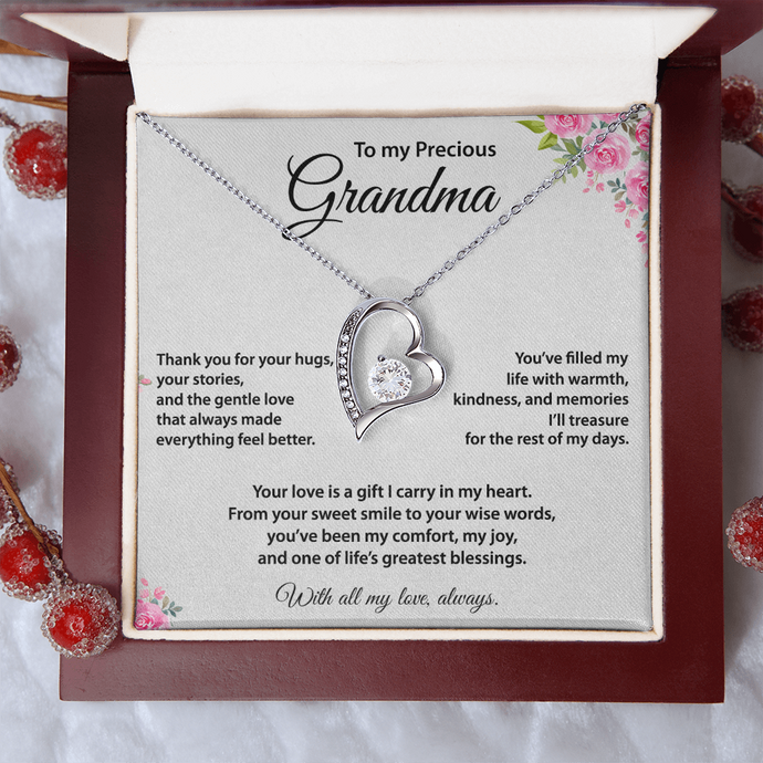 Precious Grandma, Heart Necklace, Gold & Cubic Zirconia