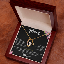Mom Heart Necklace, Gold & Cubic Zirconia, Gift for Mother's Day
