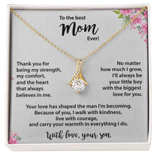 Best Mom, from Son, Gold Necklace Cubic Zirconia