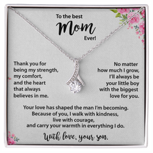 Best Mom, from Son, Gold Necklace Cubic Zirconia