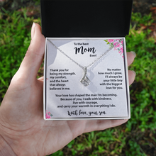 Best Mom, from Son, Gold Necklace Cubic Zirconia