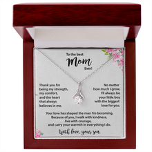 Best Mom, from Son, Gold Necklace Cubic Zirconia