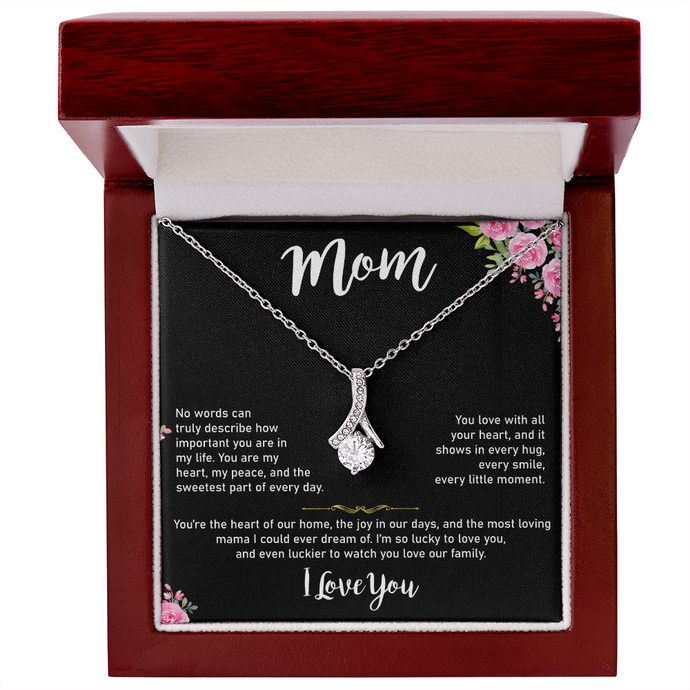 Mom Necklace, Gold Cubic Zirconia Necklace Gift for Mom