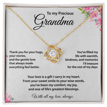 Precious Grandma, Love Knot Necklace, Gold & Cubic Zirconia