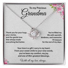 Precious Grandma, Love Knot Necklace, Gold & Cubic Zirconia