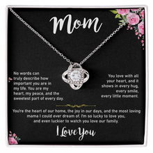Mom Love Knot Necklace, Gold & Cubic Zirconia, Gift for Mother's Day