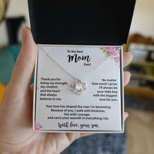 Best Mom, from Son, Love Knot Necklace, Gold & Cubic Zirconia