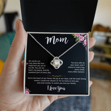 Mom Love Knot Necklace, Gold & Cubic Zirconia, Gift for Mother's Day