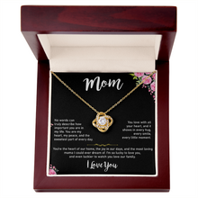 Mom Love Knot Necklace, Gold & Cubic Zirconia, Gift for Mother's Day