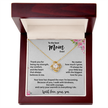 Best Mom, from Son, Love Knot Necklace, Gold & Cubic Zirconia