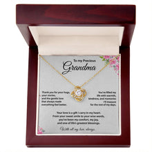 Precious Grandma, Love Knot Necklace, Gold & Cubic Zirconia