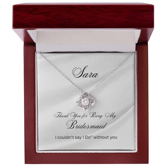 Love Knot Necklace - Bridesmaids Jewelry - Custom Name