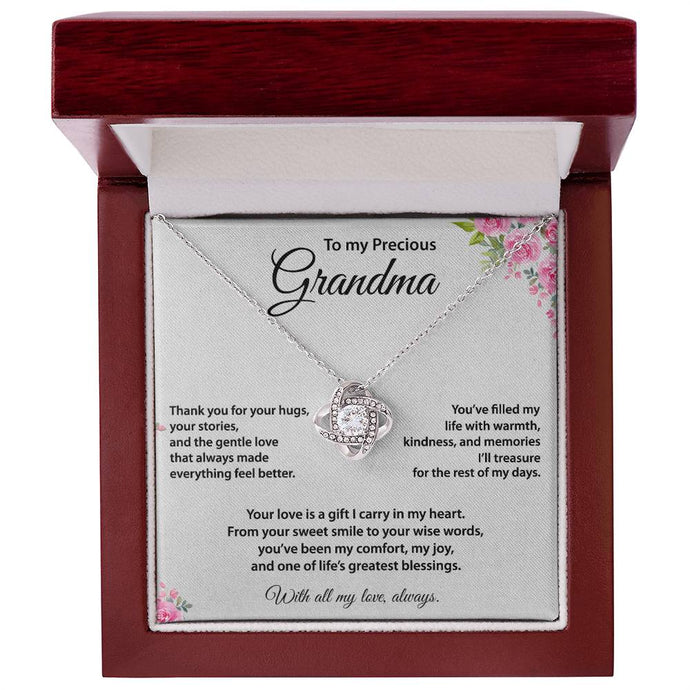 Precious Grandma, Love Knot Necklace, Gold & Cubic Zirconia