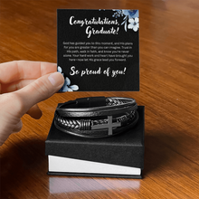 Graduation Men's Cross Leather Bracelet