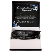 Graduation Men's Cross Leather Bracelet