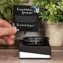 Graduation Men's Cross Leather Bracelet