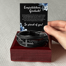 Graduation Men's Cross Leather Bracelet
