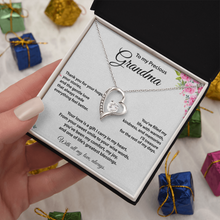 Precious Grandma, Heart Necklace, Gold & Cubic Zirconia