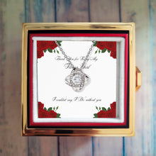 Love Knot Necklace - Flower Girl Jewelry - Luxury Preserved Rose Gold Knob Gift Box - Red Rose
