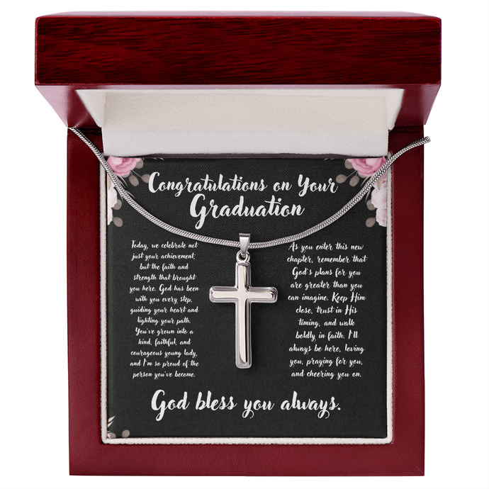 Graduation Cross Necklace Gift - Religious