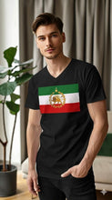 Iran Lion & Sun Flag  V-neck T-Shirt with Crown | Persian Imperial Flag Tee | پرچم شیر و خورشید و تاج ایران